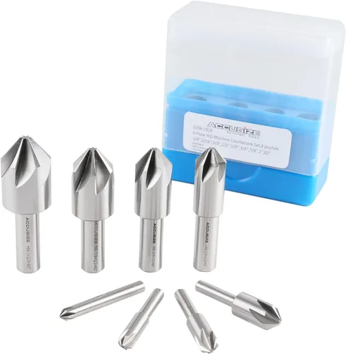 Miniatura 7 de Accusize Industrial Tools Avellanador de la máquina de 60 grados 6 de la flauta H.SS, 8 PC, tierra de la precisión, 0206-0010 60 Grados 6 Flauta