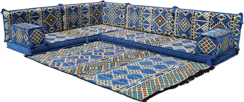 Miniatura 7 de arabicsofa Juego de sofás árabes tradicionales en forma de L - Sofás seccionales marroquíes - Asientos Majlis orientales para sala de estar