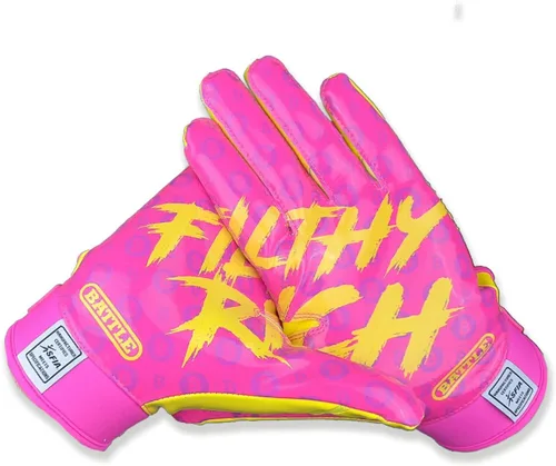 Miniatura 64 de Battle Sports - Guantes de fútbol americano para receptor abierto con dorso de mano, ultraadherentes y con agarre, antideslizantes, para adultos