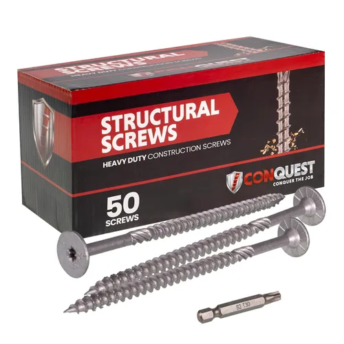 Miniatura 13 de Conquest Tornillos estructurales para madera, 0.275 x 14 pulgadas, certificados ICC, tornillos de cabeza plana autorroscantes T30 Star Drive