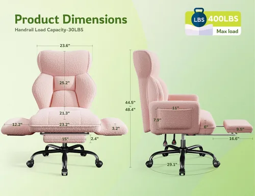 Miniatura 2 de DurayLoly Silla de oficina grande y alta con brazos y respaldo ajustables, silla de oficina ergonómica con reposapiés y tela cómoda para oficina