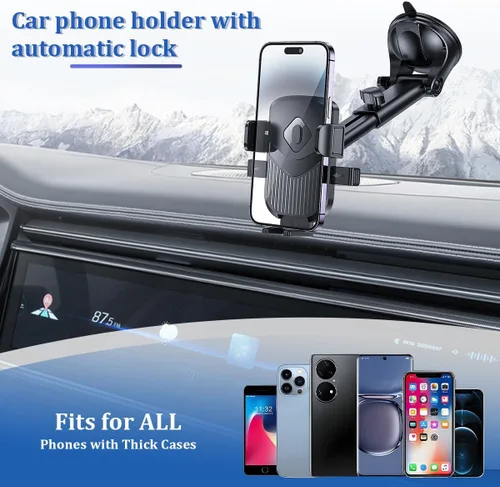 Miniatura 4 de Zpana Soporte para teléfono de automóvil, rotación de 360°, con ventosa fuerte, para salpicadero, ventilación de aire, soporte para teléfono