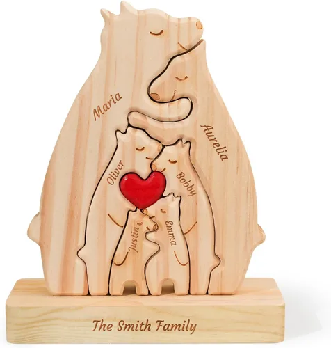 Miniatura 10 de Rompecabezas de madera personalizado con 2 a 7 nombres, personalizado para mamá, papá, miembros de la familia, rompecabezas personalizado con nombre