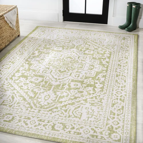 Miniatura 25 de Eyely BMS101D-28 - Alfombra de pasillo con textura de medallón de Santa Mónica Slesi, para interiores y exteriores, estilo costero, bohemio, Gris