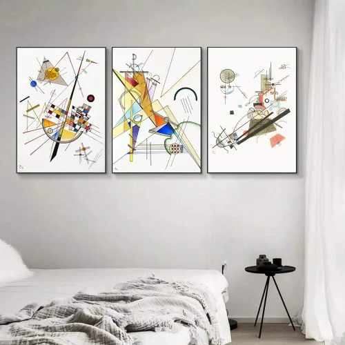 Miniatura 2 de INVIN ART Wassily Kandinsky - Lienzo enmarcado enmarcado para pared, 3 piezas, impresión giclée, tríptico abstracto para sala de estar, decoración
