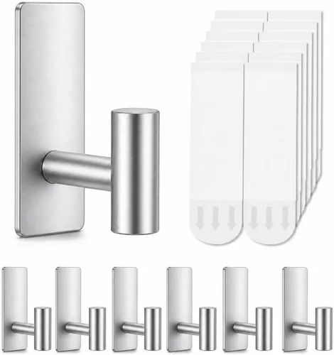 Miniatura 10 de 8 ganchos para toallas resistentes para colgar, ganchos adhesivos de pared con tiras extraíbles, adhesivos sin daños, para exteriores, para baños