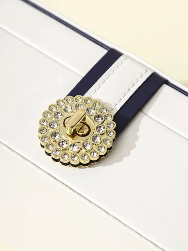 Miniatura 9 de AOSIFIEL Joyero y organizador para mujeres, adolescentes, niños, aretes, joyero con colgador de collar, caja de joyería de pie de piel sintética