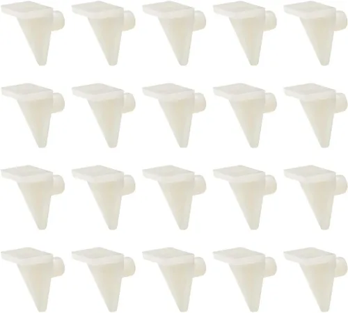 uxcell Pinzas de soporte de estante de plástico, 20 unidades, 0.197 in, clips de estante de gabinete, clavija de soporte para muebles de cocina,