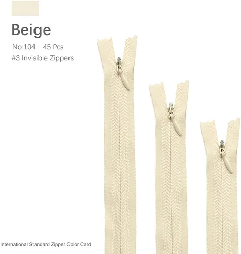 Miniatura 3 de Renashed 45 cremalleras invisibles de nailon de 21.5 pulgadas para costura, costura, artesanía, especial (beige)