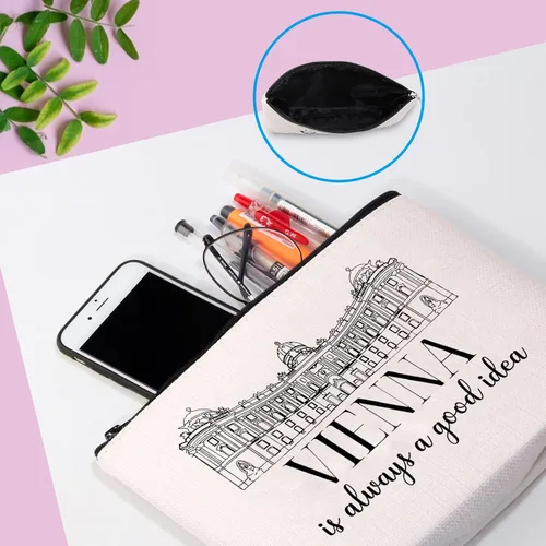 Miniatura 6 de GJTIM Viena Travel Souvenir Gift Viena Regalo Sorpresa Viena Viaje Vacaciones Viaje Bolsa de Maquillaje Para Viena Viajero Turista, Bolsa de Viena