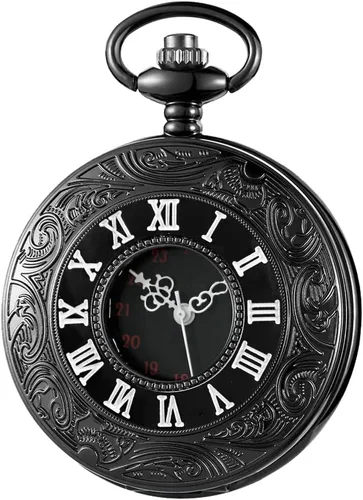 Miniatura 8 de Hollow Roman Digital Scale Men's Quartz Pocket Watches, Quartz Pocket Strap with Chain for Men
