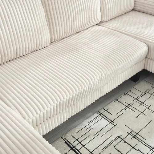 Miniatura 8 de Eafurn Sofá modular simétrico en forma de U con diván doble, moderno sofá esquinero tapizado de pana de gran tamaño, asiento profundo, cómodo sofá