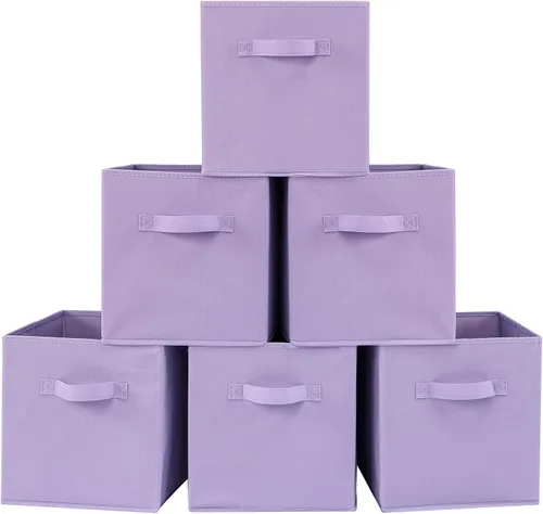 Miniatura 18 de Stero - Contenedores de tela para almacenamiento de 13x13x13 pulgadas, paquete de 6 cubos de almacenamiento de colores divertidos con asas, cestas