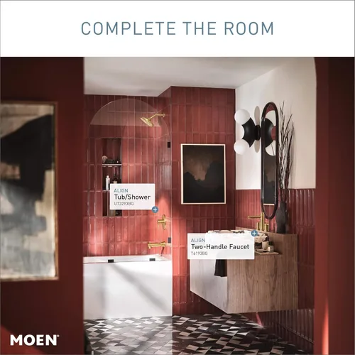 Miniatura 11 de Moen Align Grifo de Baño Moderno Extendido de Dos Manijas y Tres Orificios en Dorado Cepillado Kit de Moldura, Válvula Requerida, T6193BG Oro
