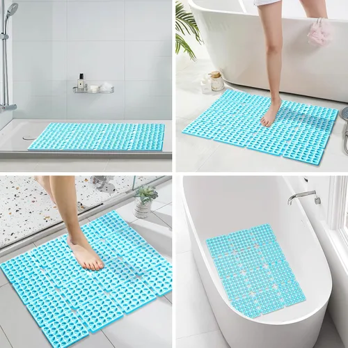 Miniatura 6 de Tapete de ducha antideslizante, 24"X24" Tapete de bañera antideslizante Tapetes cuadrados de ducha para interior de ducha con orificios de drenaje