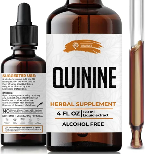 SIRUNES Extracto líquido de corteza de quinina - Suplemento herbario de corteza seca de Cinchona - Apoyo inmunológico - Sin alcohol y gluten - 4