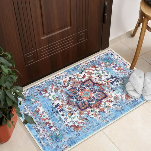 Miniatura 99 de GLN Rugs Bohemian Collection - Alfombra de felpilla lavable a máquina, bohemio vintage, antideslizante, alfombra de felpilla de pelo bajo, alfombra