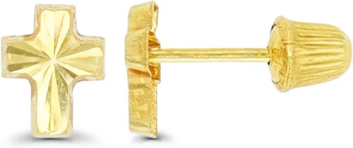 Aretes tipo dormilona de oro macizo pulido de 14 quilates Aretes de tuerca con forma de círculo, triángulo, cuadrado, corazón, luna Joyas para