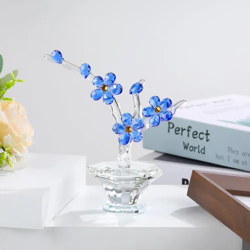 Miniatura 4 de Flores de cereza de cristal con tallos - Flores de vidrio con jarrones, regalos de cereza japonesa para esposa, novia, mujeres - Decoración de mesa