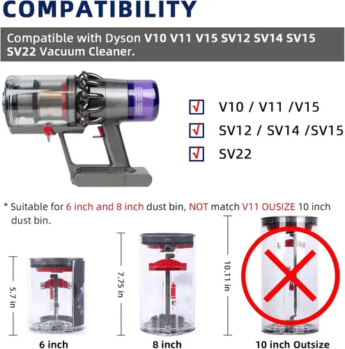Miniatura 3 de Tapa de repuesto del contenedor de polvo para aspiradora Dyson V10 V11 V15 SV12 SV14 SV15 SV22, accesorios de repuesto para la cubierta del cubo