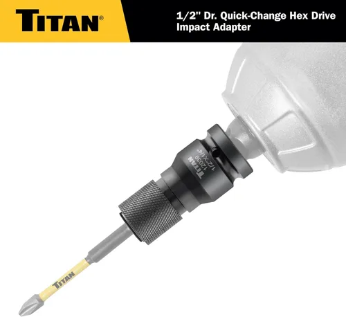 Miniatura 5 de Titan 12039 Adaptador de cambio rápido de 1/2" de accionamiento a 1/4" hexagonal