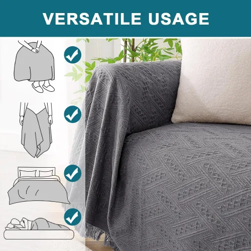 Miniatura 4 de Turquoize - Funda para sofá de algodón de color gris, protector para sofá, funda para sofás, fundas para sofá seccional lavables para perros