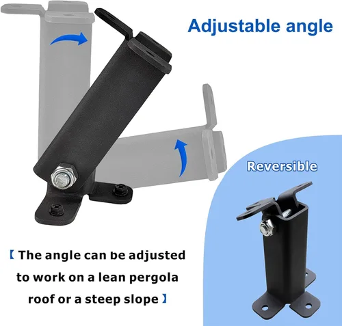 Miniatura 3 de Kit de soporte de viga elevadora de techo, soportes de pérgola de montaje en techo, soporte de techo ajustable, resistente, negro, poste elevador
