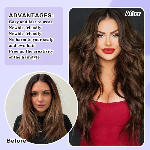 Miniatura 5 de Extensiones de cabello humano real con pinzas, 8 piezas, extensiones de cabello humano 100% Remy virgen con clip, extensiones de cabello humano liso