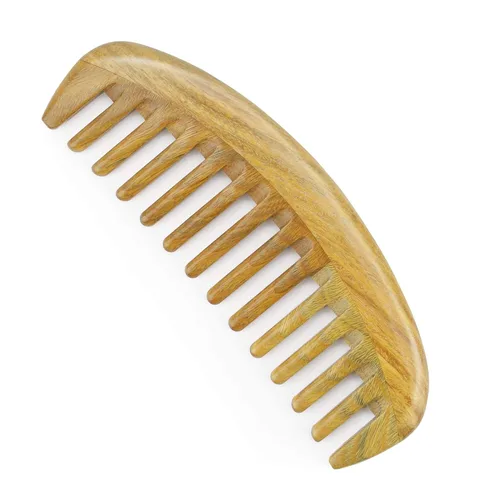 Miniatura 10 de Onedor - Juego de peines de madera de sándalo hechos a mano - Peines de madera con aroma antiestático, dientes anchos y finos para desenredar