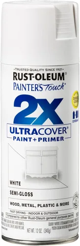 Rust-Oleum Painter's Touch 2X Ultra Cover 334098 - Pintura en aerosol, 12 onzas, colo blanco semibrillante