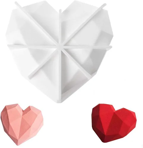 Diamond Heart Love Mousse - Bandejas de silicona para hornear, grado alimenticio y libre de BPA, no pegajoso, adecuado para mousse, brownie de