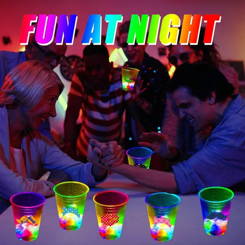Miniatura 7 de Vasos de fiesta brillantes de 16 onzas para diversión de eventos en interiores y exteriores, tazas intermitentes iluminadas para eventos nocturnos