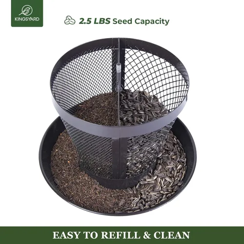 Miniatura 5 de Comedero para pájaros Kingsyard para exterior, comedero de malla metálica de doble uso para pájaros silvestres con cúpula resistente a