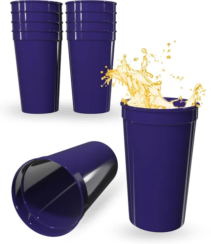 Miniatura 10 de PartyPrints Paquete de 100 vasos de plástico en blanco reutilizables de 10 a 12 onzas, vasos de estadio a granel, sin BPA, aptos para lavavajillas