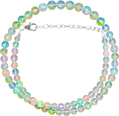 OdrillionGems Collares de piedras preciosas naturales, cuentas lisas, plata de ley 925, gargantilla de cristales, piedras natales de mayo,