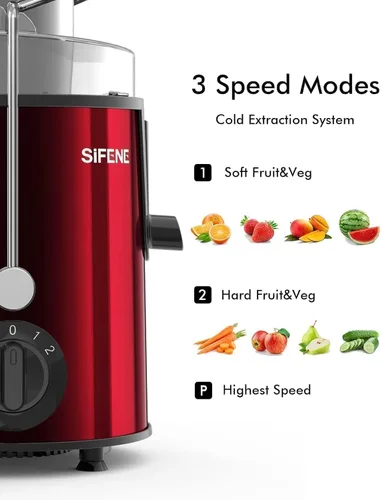 Miniatura 7 de SIFENE Exprimidor centrífugo, extractor de jugo compacto de 400 W para frutas y verduras enteras, canal de 2.5 pulgadas de ancho, exprimidor