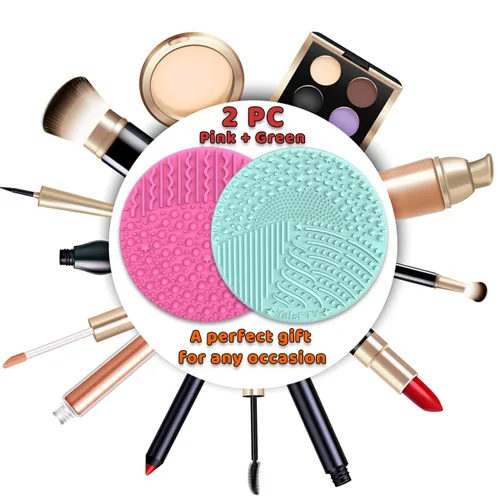 Miniatura 3 de YalsFTY - Limpiador de brochas de maquillaje de silicona, 2 piezas, herramienta de limpieza de almohadilla para cosméticos, función de doble cara