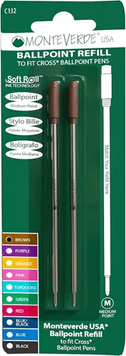 Miniatura 27 de Monteverde Recambios de bolígrafo suave USA para adaptarse a bolígrafos cruzados, punta media, tinta morada, paquete de 2 – Rendimiento de escritura