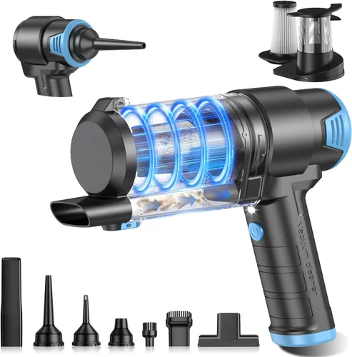 Miniatura 8 de KMM Aspiradora de mano para automóvil, aspiradora de 10000 PA y plumero de aire, aspiradora de alta potencia de 120 W, portátil, inalámbrico