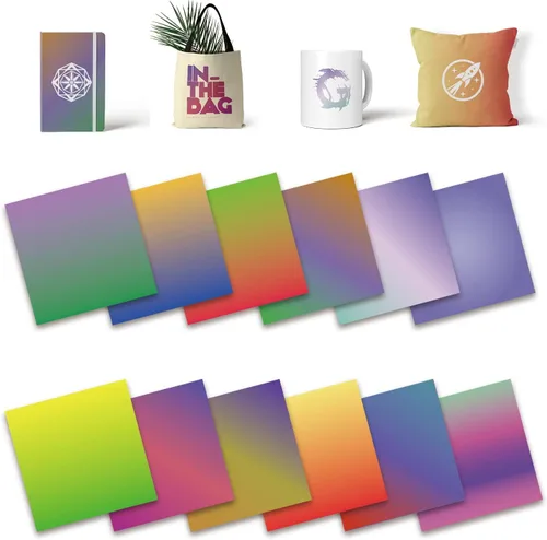 Miniatura 12 de Hojas de transferencia negras, 10 piezas de 12 x 12 pulgadas, papel de sublimación preimpreso de color liso sólido para tazas de prensa de calor