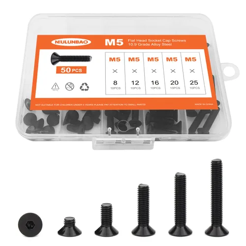 Miniatura 19 de Tornillos avellanados de cabeza plana M6 x 0.787 in, 0.984 in, 1.181 in, 1.378 in, 1.575 in, tornillos avellanados, acero de aleación de grado 10.9