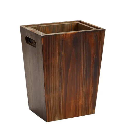 Miniatura 8 de Farmlyn Creek Juego de 2 botes de basura de madera de estilo rústico – Contenedores cuadrados de granja con asas para el hogar u oficina