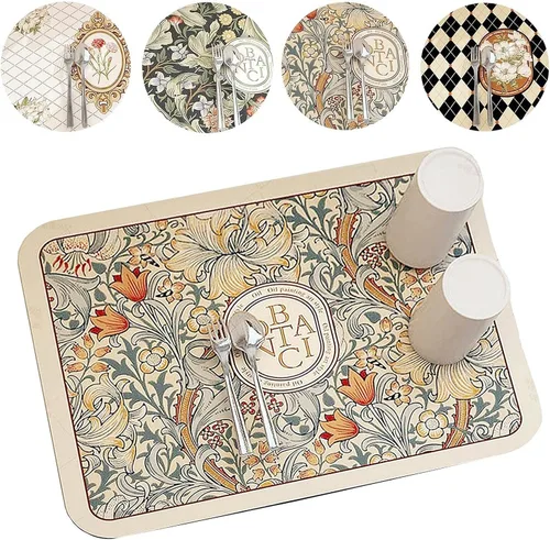 Miniatura 10 de Tapete de drenaje de estilo fantasía 2023, 11.8 x 15.75 pulgadas, súper absorbente, tapete de secado de platos lavable, almohadilla de secado