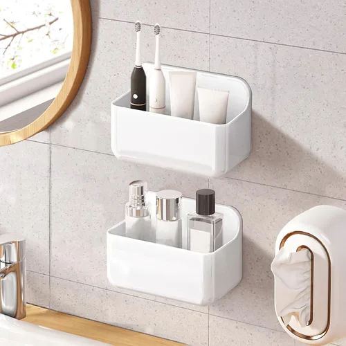 Miniatura 11 de Diesisa Organizador de Pared de Acrílico de 2 piezas, Organizador Adhesivo para Puerta de Gabinete, Estantes de Baño de Acrílico para Pared, Sin