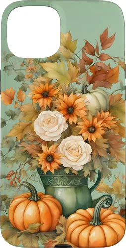Miniatura 9 de Vintage Autumn Flower Fall Pumpkin Teal Case for iPhone 17