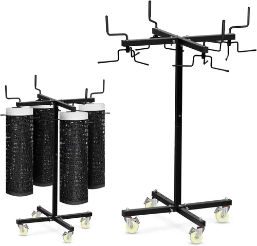 Miniatura 10 de Estante de almacenamiento de red deportiva móvil con ruedas con bloqueo, soporte resistente para voleibol, tenis, pickleball, redes de bádminton