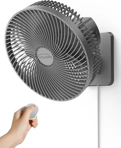 Miniatura 14 de Ventilador oscilante silencioso de pared de 8.5 pulgadas con control remoto y temporizador, 4 velocidades ajustables para baños pequeños, Marco