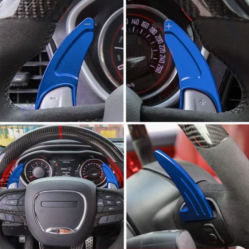 Miniatura 5 de Cubierta de extensión de paletas de cambio del volante para Dodge Challenger Charger Durango RT & Scat Pack 2015-2024, para Jeep Grand Cherokee Azul