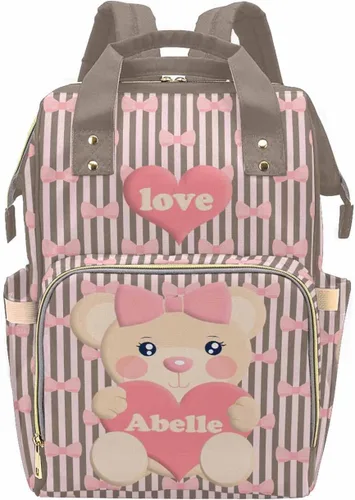 Miniatura 30 de Mochila personalizada para pañales con nombre, mochila grande multifuncional personalizada para pañales de gran capacidad, bolsa de mamá para nueva