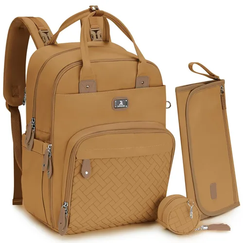 Miniatura 21 de Dikaslon - Mochila para pañales con cambiador portátil, funda para chupete y correas para cochecito, bolsas de bebé unisex grandes para niños y Azul